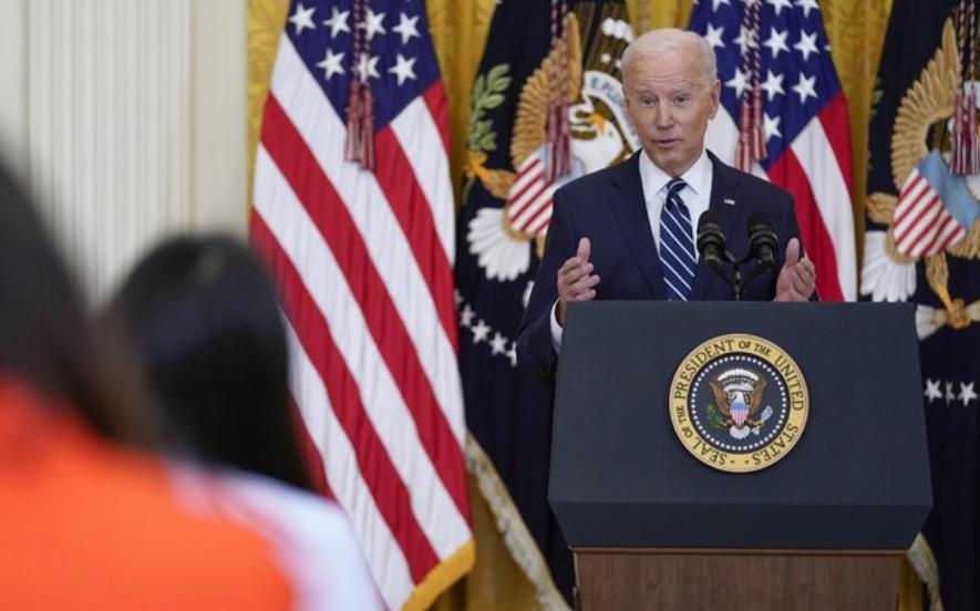 El presidente estadunidense Joe Biden, durante la conferencia de hoy en la Casa Blanca. Foto Ap