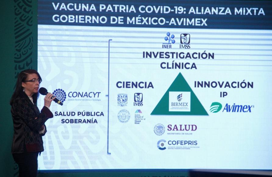Elena Álvarez-Buylla, directora general del CONACYT, durante la conferencia matutina en Palacio Nacional. Foto Cuartoscuro