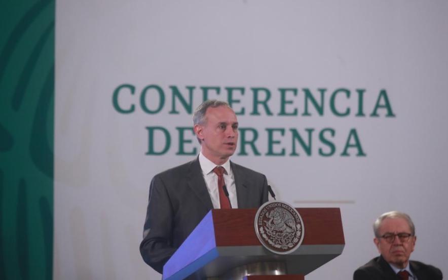 Hugo López Gatell, subsecretario de Prevención y Promoción de la Salud, durante la conferencia matutina en Palacio Nacional. Foto Luis Castillo