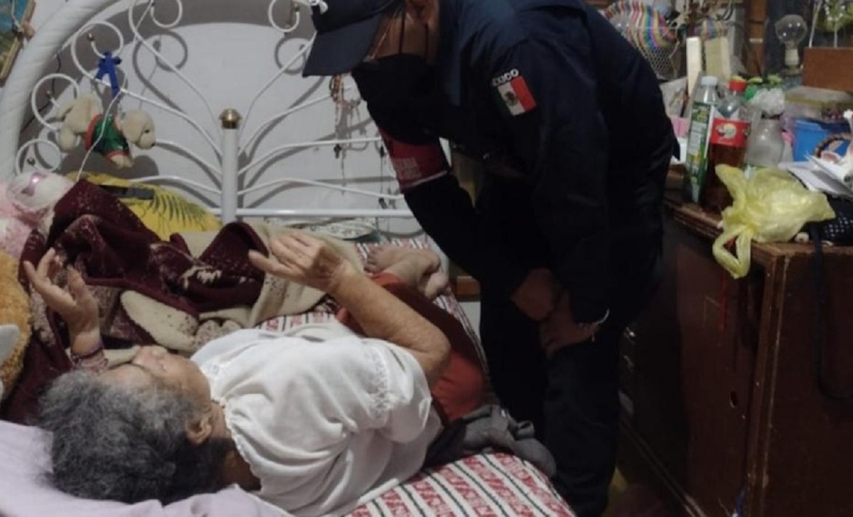 Mujer de la tercera edad rescatada en Tecámac