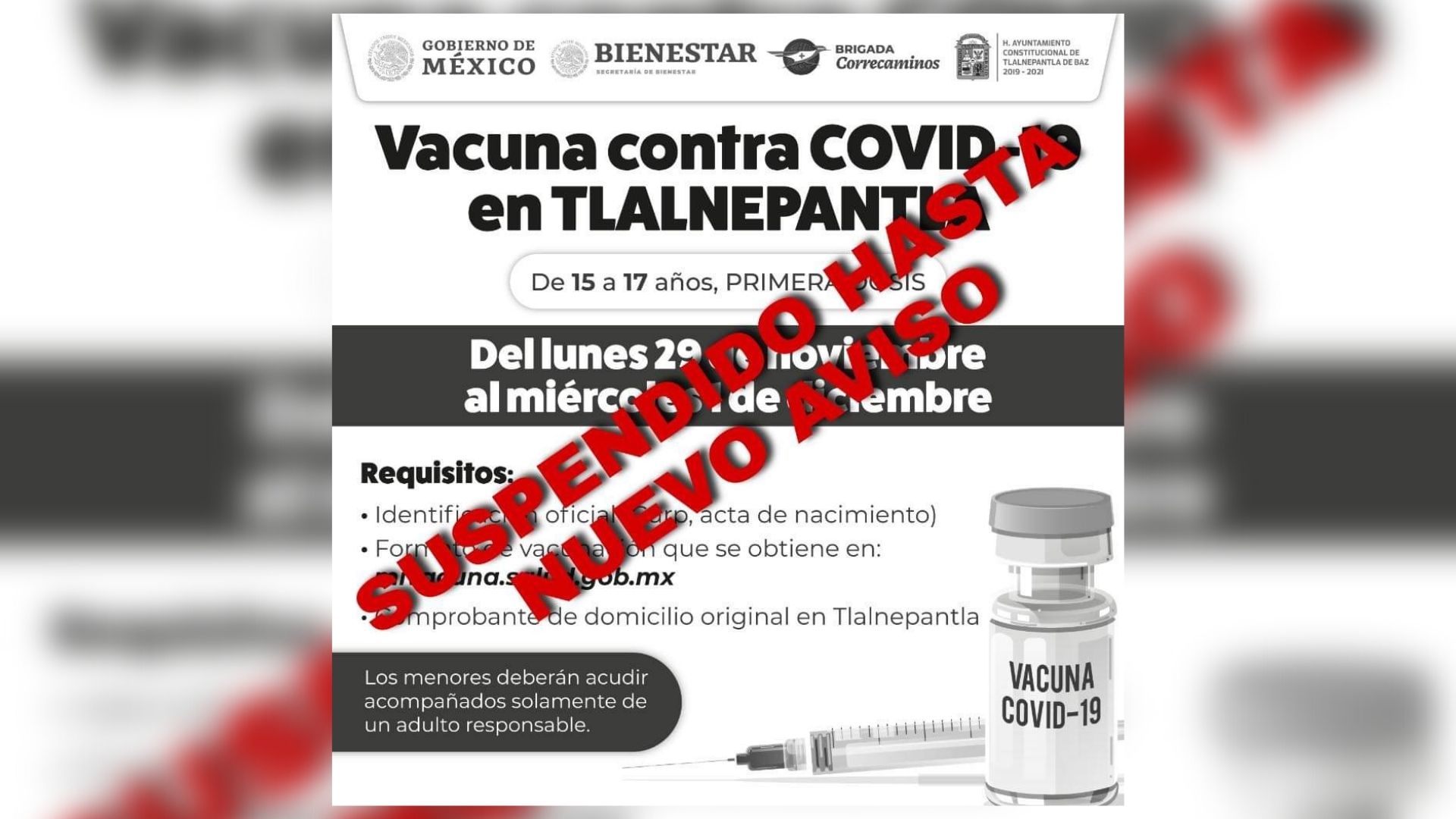 Suspenden vacunación en Tlalnepantla