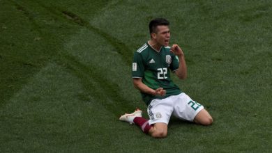 Foto de Hiving Chucky Lozano, cuando anotó gol en el México vs Alemania, que se repetirá en vivo este martes por la tarde.