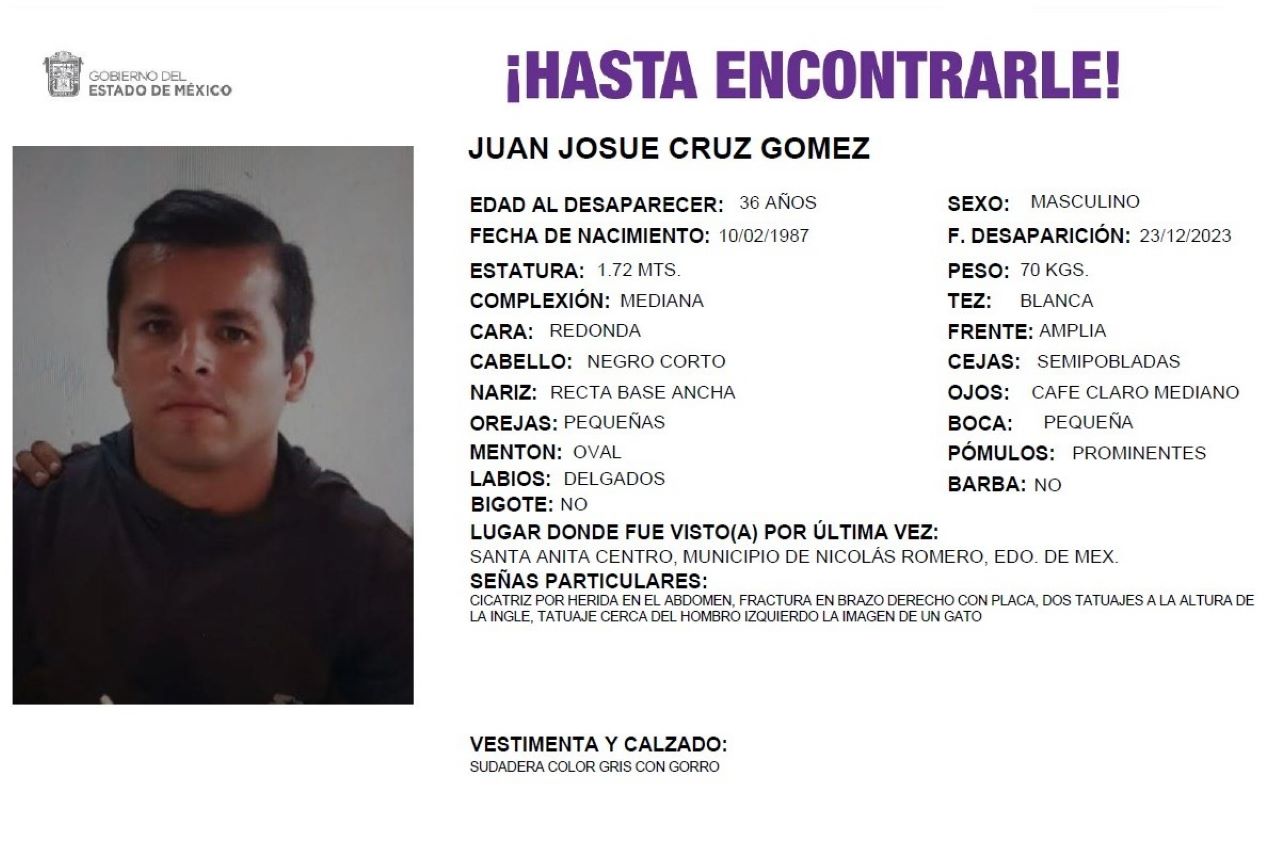 Ficha de la alerta amber de Juan Josué Cruz Gómez.