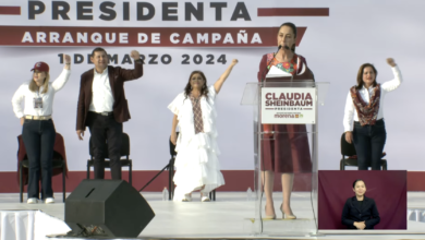 Claudia Sheinbaum arrancó su campaña este viernes en el Zócalo de la Ciudad de México.