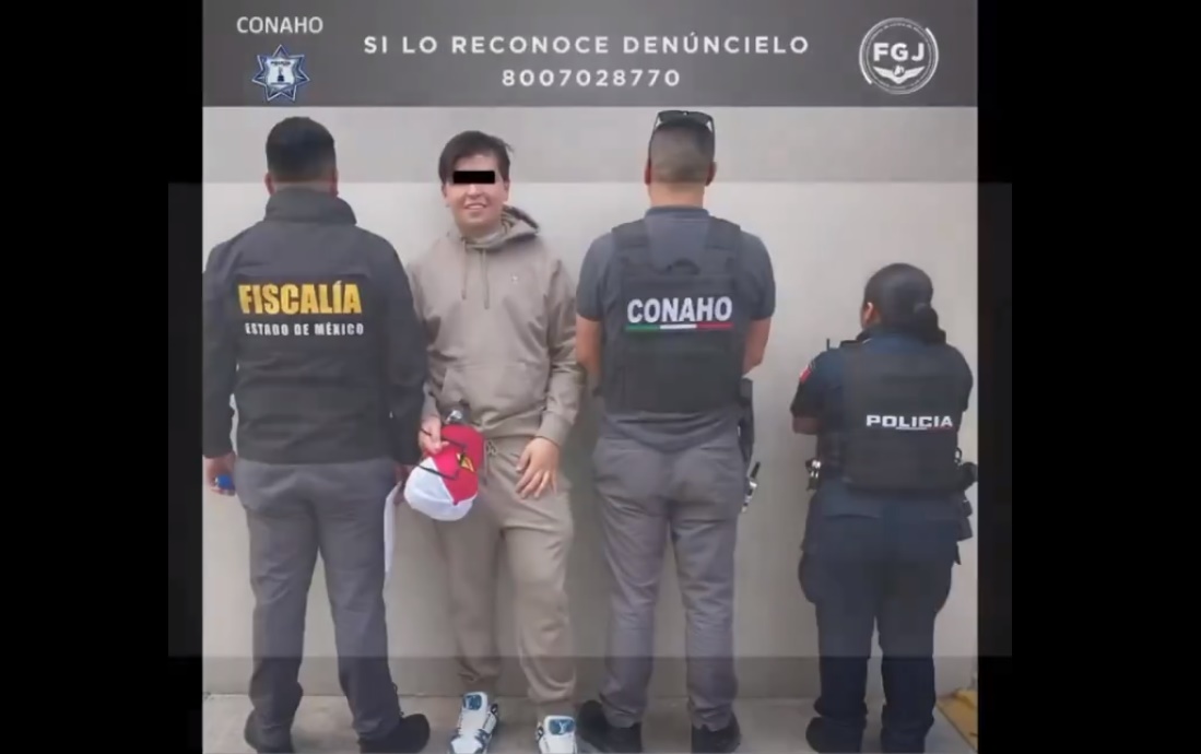 El creador de contenido Rodolfo Márquez fue detenido por elementos de la Fiscalía General de Justicia del Estado de México (FGJEM) luego de que agredió físicamente a una mujer en un centro comercial en Naucalpan. Foto: Fiscalía Edomex