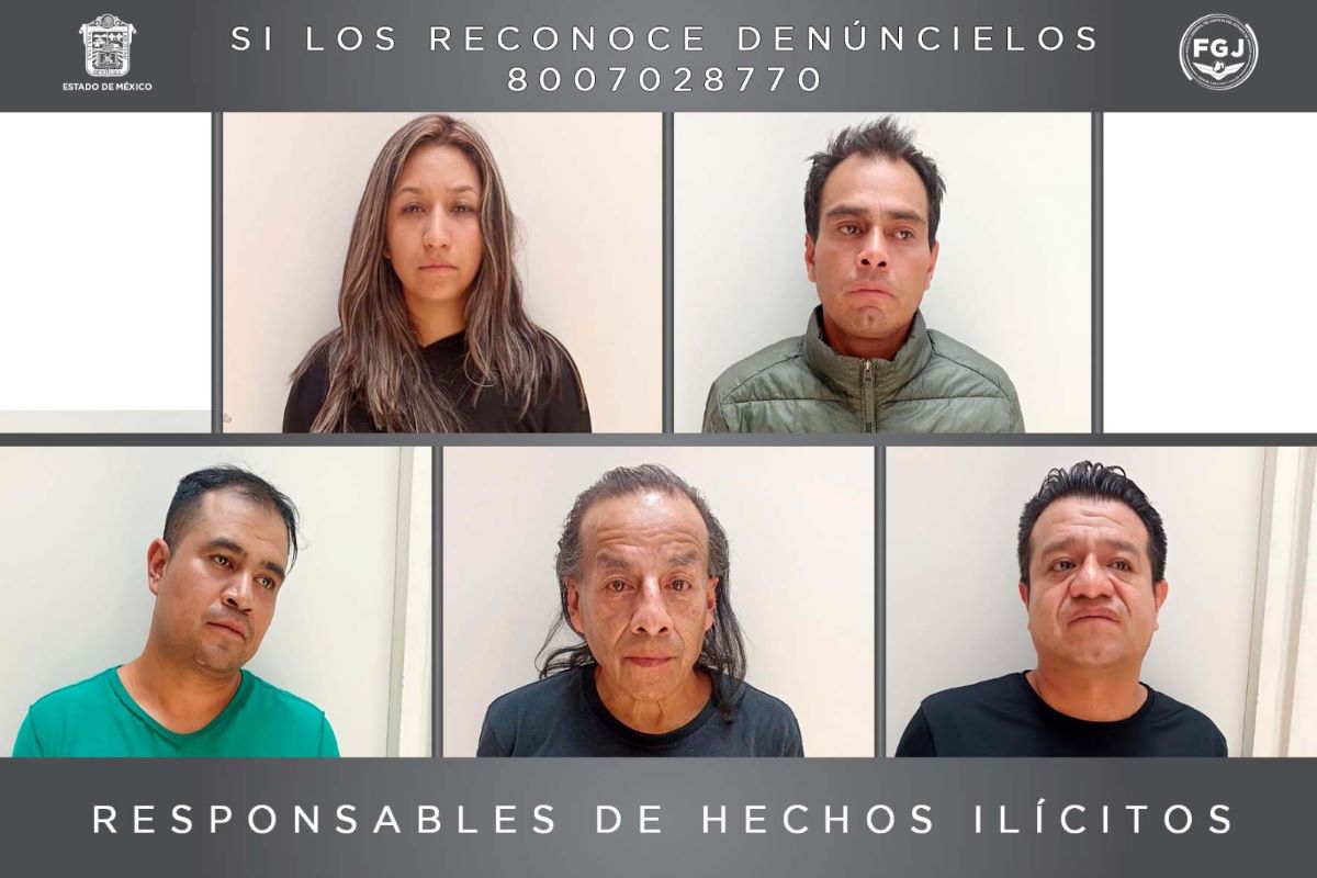 Por medio de un comunicado en sus redes sociales, la FGJEM informó que estas cinco personas son responsables de dicho delito que se llevó acabo el pasado 21 de junio de 2023. Foto Captura.